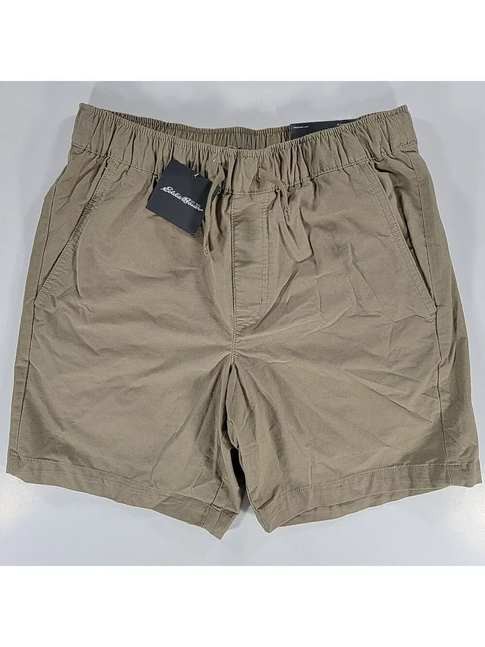 Eddie Bauer Voyager Pull-On Shorts Mens Small Beige Stretch Twill Chino Hiking